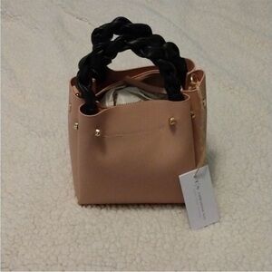 Elegant Blush Handbag with Braided Handles